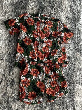Jogal Flower Casual Button Down Short Sleeve Hawaiian Shirt Suits Xxx